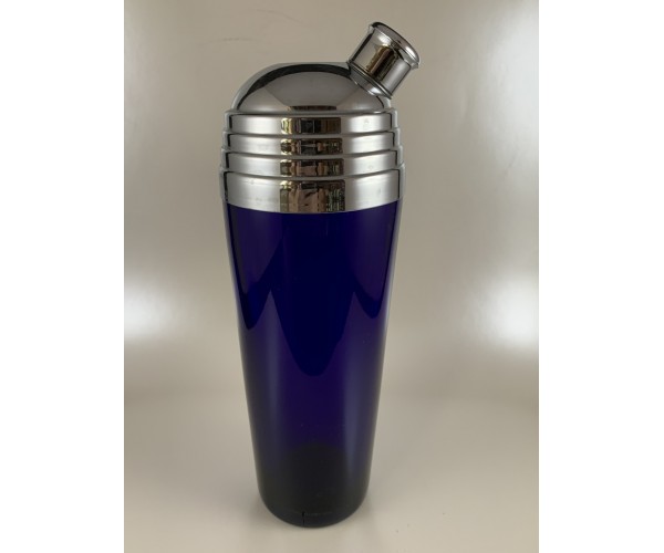 Deep Cobalt Blue Cocktail Shaker with Domed Top